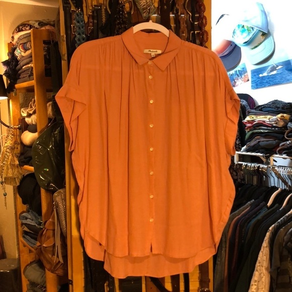 M Madewell Central Drapey Shirt 100% viscose and oversized fit. Peachy pink. EUC - Picture 3 of 14